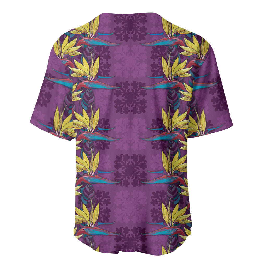 Hawaii Waikiki King Baseball Jersey Purple Quilt With Pua Manu LT05 - Polynesian Pride