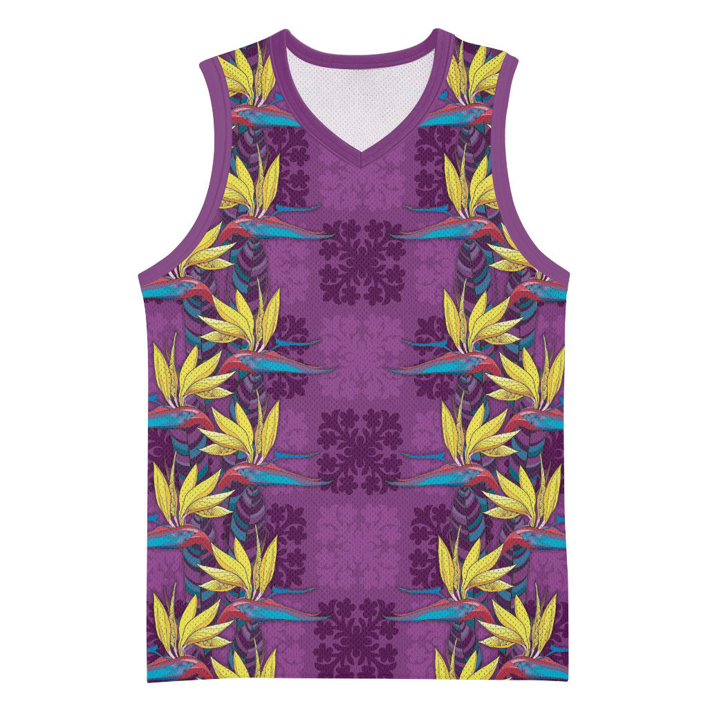 Hawaii Waikiki King Basketball Jersey Purple Quilt With Pua Manu LT05 Unisex Purple - Polynesian Pride