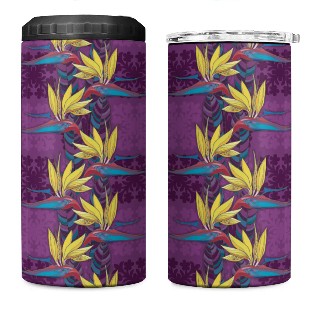 Hawaii Waikiki King 4 in 1 Can Cooler Tumbler Purple Quilt With Pua Manu