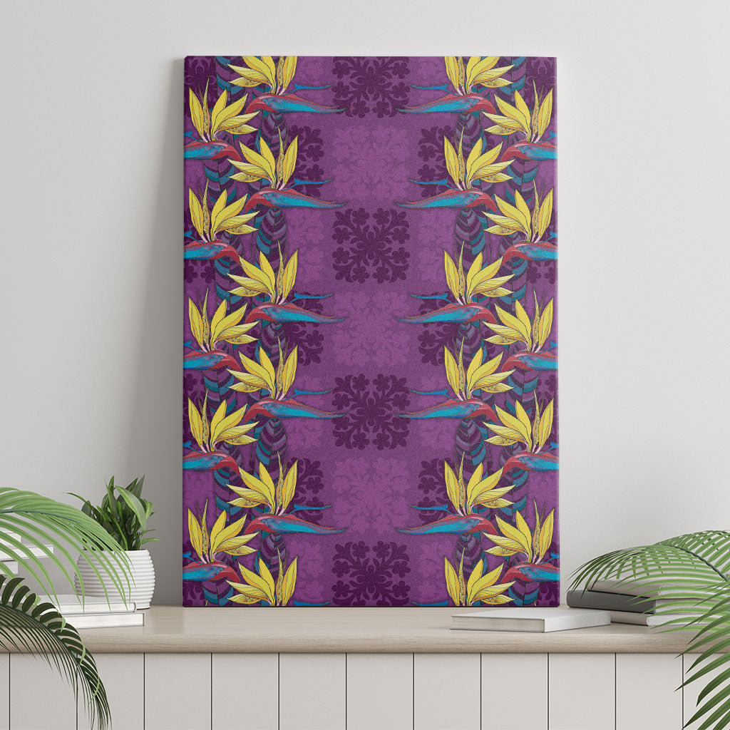 Hawaii Waikiki King Canvas Wall Art Purple Quilt With Pua Manu LT05 - Polynesian Pride