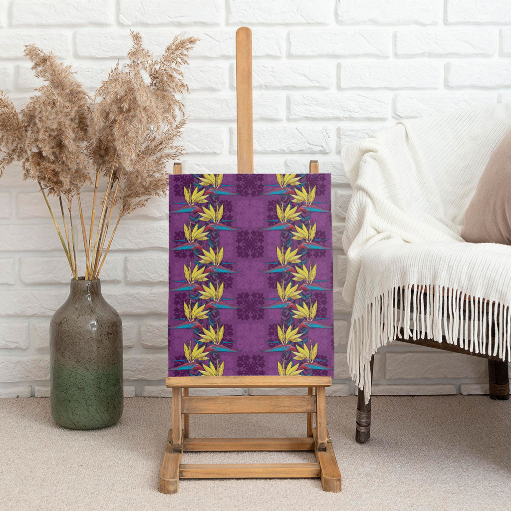 Hawaii Waikiki King Canvas Wall Art Purple Quilt With Pua Manu LT05 - Polynesian Pride