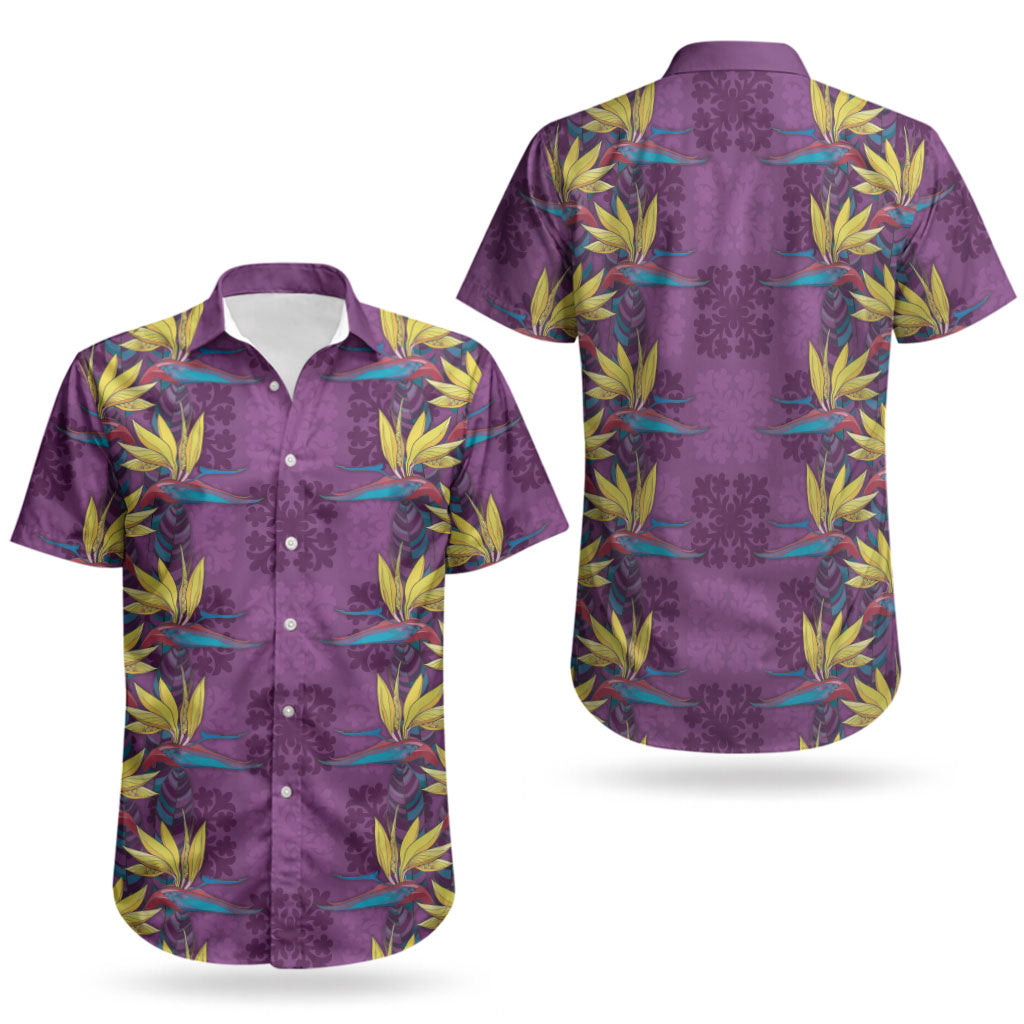 Hawaii Waikiki King Couples Matching Summer Maxi Dress and Hawaiian Shirt Purple Quilt With Pua Manu LT05 - Polynesian Pride