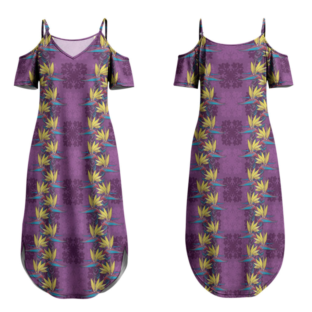 Hawaii Waikiki King Couples Matching Summer Maxi Dress and Hawaiian Shirt Purple Quilt With Pua Manu LT05 - Polynesian Pride