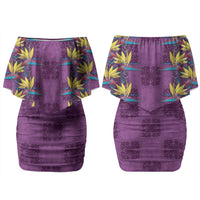 Hawaii Waikiki King Family Matching Off Shoulder Short Dress and Hawaiian Shirt Purple Quilt With Pua Manu LT05 Mom's Dress Purple - Polynesian Pride