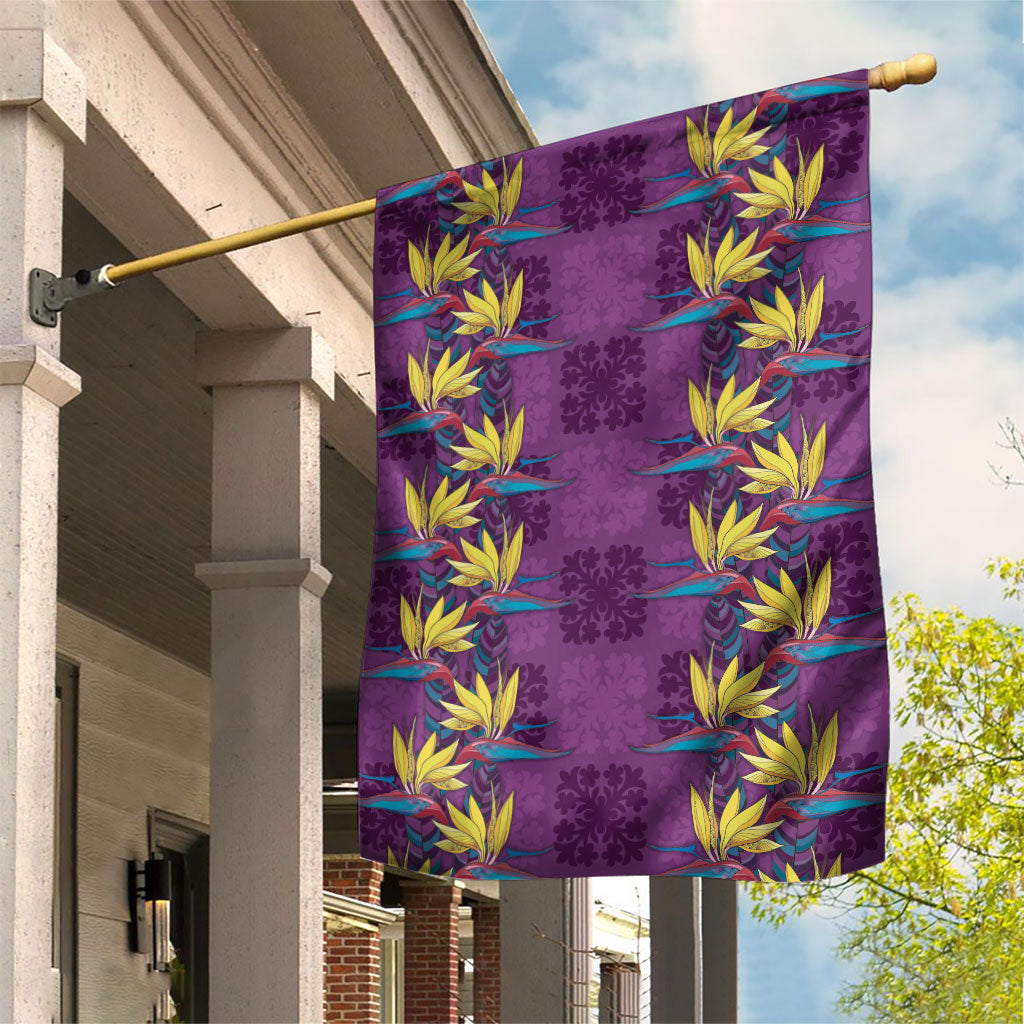 Hawaii Waikiki King Garden Flag Purple Quilt With Pua Manu LT05 House Flag Purple - Polynesian Pride