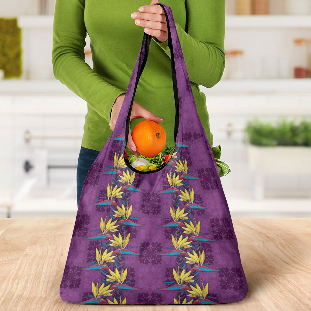 Hawaii Waikiki King Grocery Bag Purple Quilt With Pua Manu LT05 - Polynesian Pride