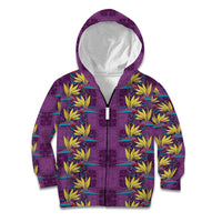 Hawaii Waikiki King Kid Hoodie Purple Quilt With Pua Manu LT05 Zip Hoodie Purple - Polynesian Pride