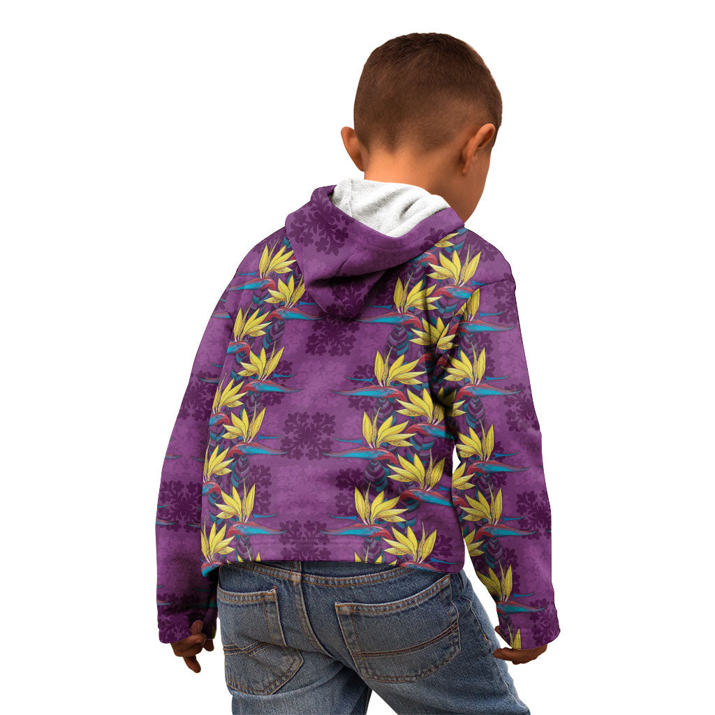 Hawaii Waikiki King Kid Hoodie Purple Quilt With Pua Manu LT05 - Polynesian Pride