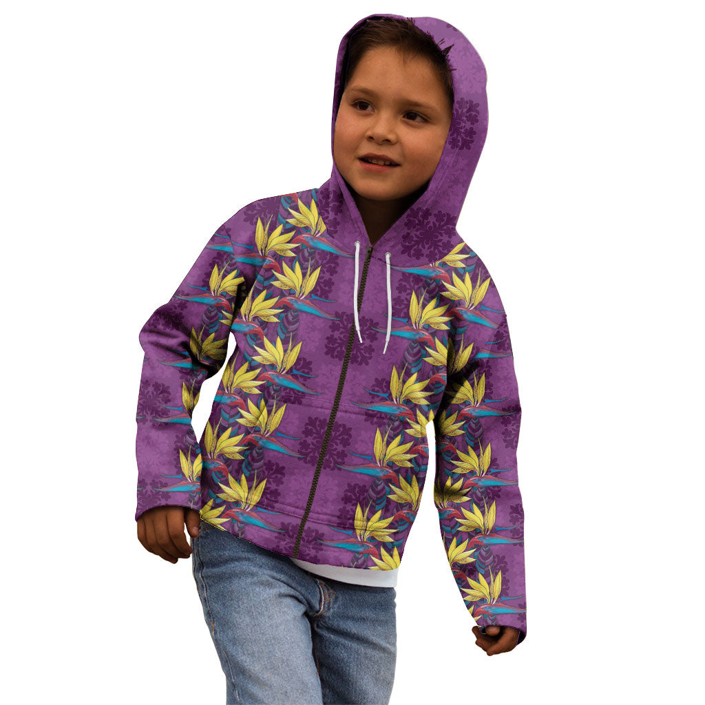 Hawaii Waikiki King Kid Hoodie Purple Quilt With Pua Manu LT05 - Polynesian Pride