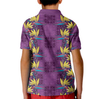 Hawaii Waikiki King Kid Polo Shirt Purple Quilt With Pua Manu LT05 - Polynesian Pride