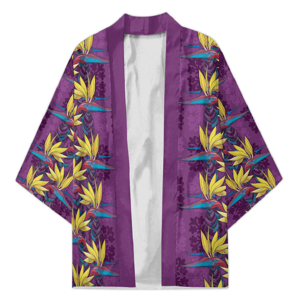 Hawaii Waikiki King Kimono Purple Quilt With Pua Manu LT05 Unisex Purple - Polynesian Pride