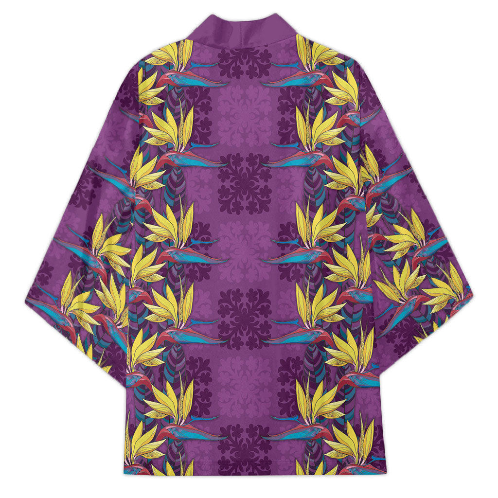 Hawaii Waikiki King Kimono Purple Quilt With Pua Manu LT05 - Polynesian Pride
