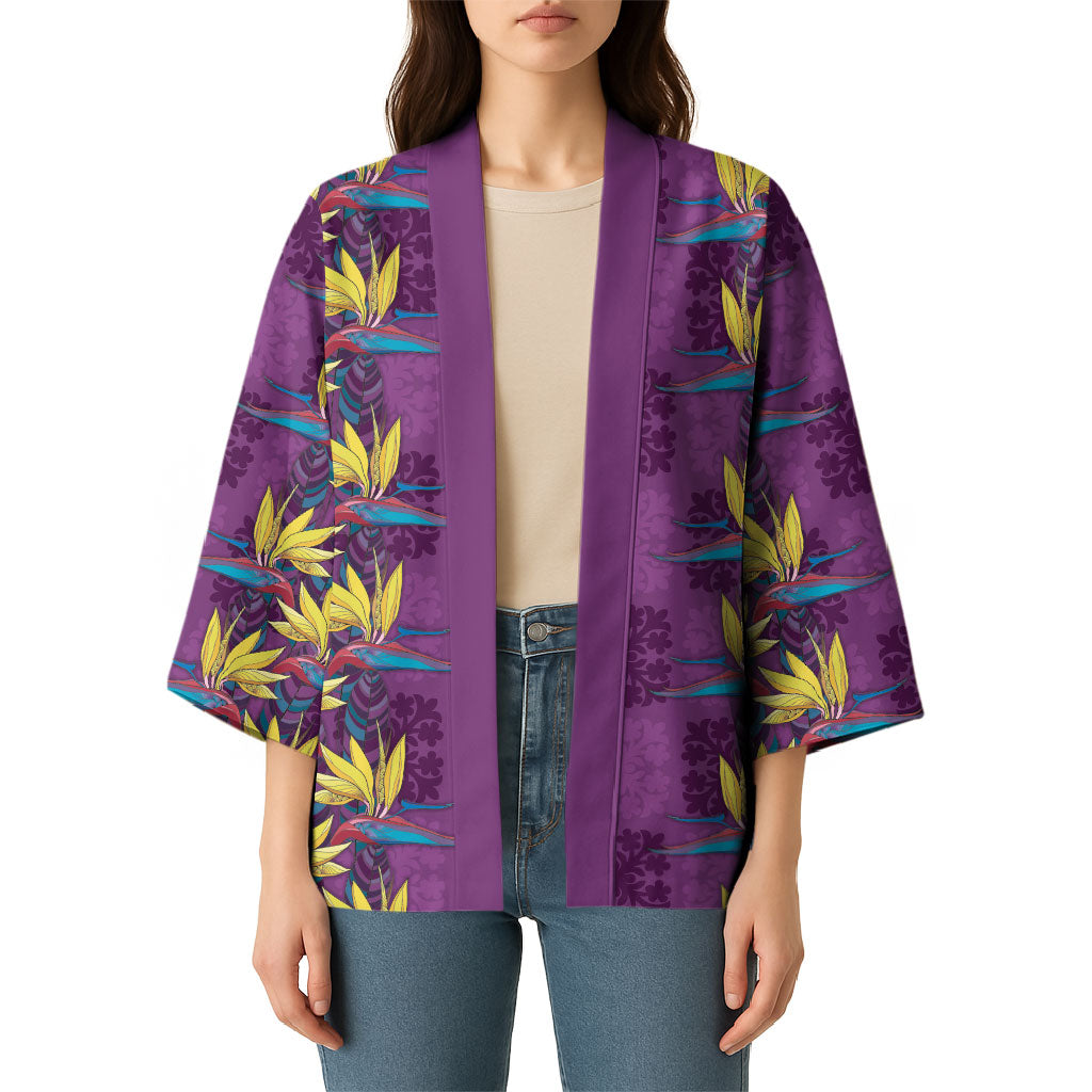 Hawaii Waikiki King Kimono Purple Quilt With Pua Manu LT05 - Polynesian Pride