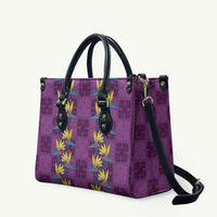 Hawaii Waikiki King Leather Bag Purple Quilt With Pua Manu LT05 Purple - Polynesian Pride