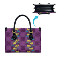 Hawaii Waikiki King Leather Bag Purple Quilt With Pua Manu LT05 - Polynesian Pride