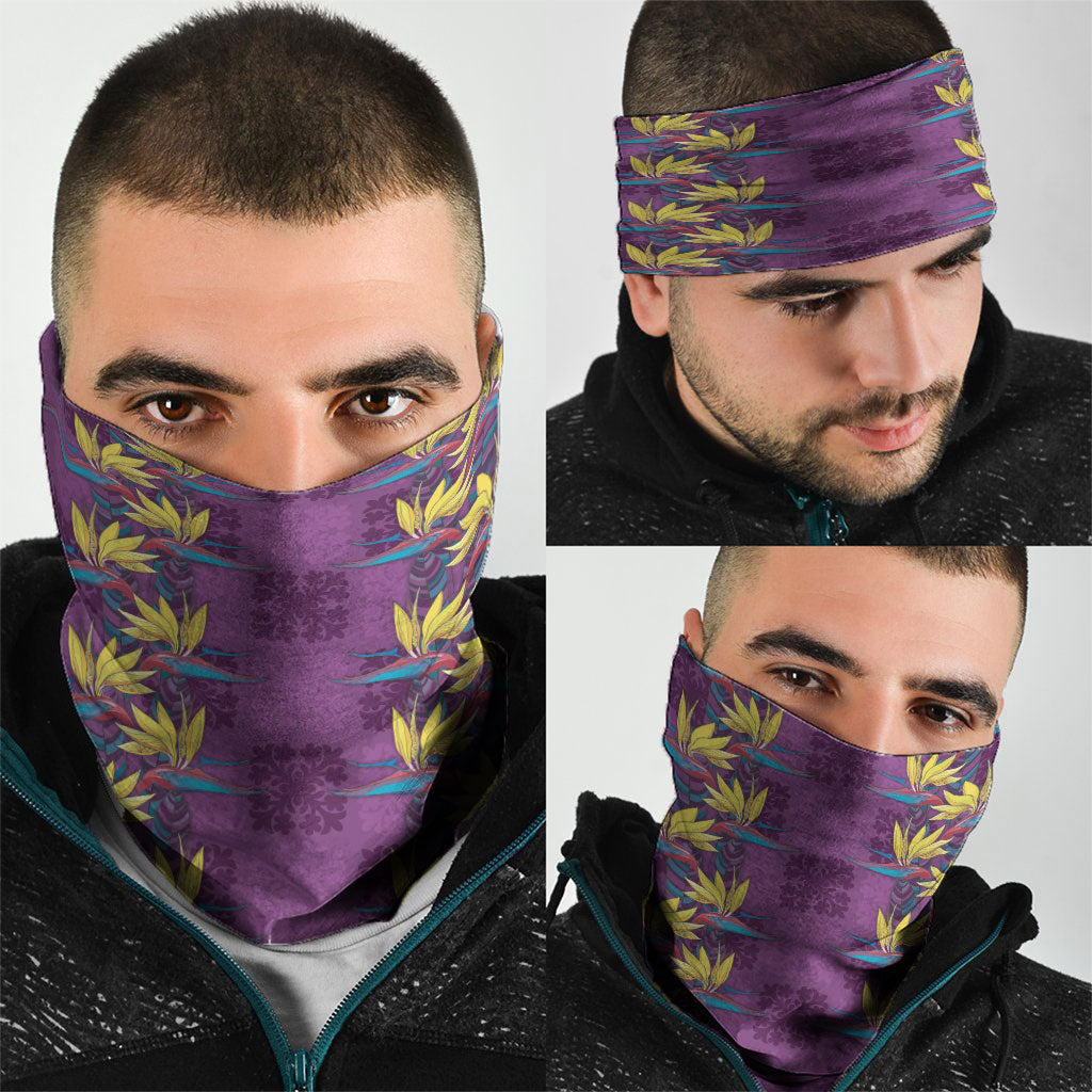 Hawaii Waikiki King Neck Gaiter Purple Quilt With Pua Manu LT05 - Polynesian Pride