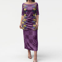 Hawaii Waikiki King Puletasi Purple Quilt With Pua Manu LT05 Long Dress Purple - Polynesian Pride