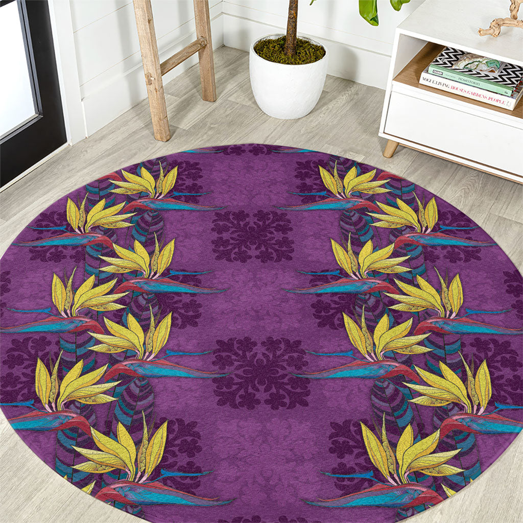 Hawaii Waikiki King Round Carpet Purple Quilt With Pua Manu LT05 Purple - Polynesian Pride