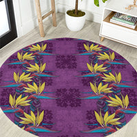 Hawaii Waikiki King Round Carpet Purple Quilt With Pua Manu LT05 Purple - Polynesian Pride