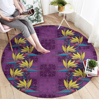 Hawaii Waikiki King Round Carpet Purple Quilt With Pua Manu LT05 - Polynesian Pride