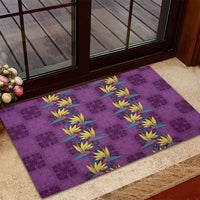 Hawaii Waikiki King Rubber Doormat Purple Quilt With Pua Manu LT05 - Polynesian Pride