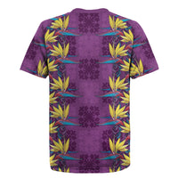Hawaii Waikiki King Rugby Jersey Purple Quilt With Pua Manu LT05 - Polynesian Pride