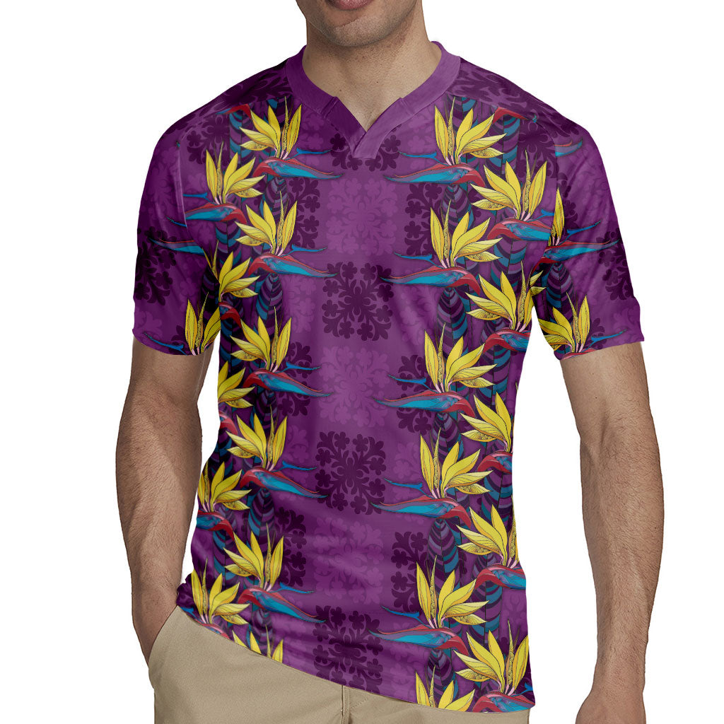 Hawaii Waikiki King Rugby Jersey Purple Quilt With Pua Manu LT05 - Polynesian Pride