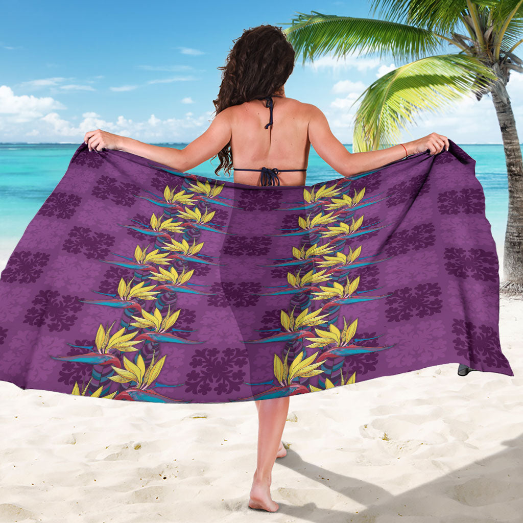 Hawaii Waikiki King Sarong Purple Quilt With Pua Manu LT05 - Polynesian Pride