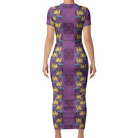 Hawaii Waikiki King Short Sleeve Bodycon Dress Purple Quilt With Pua Manu LT05 - Polynesian Pride
