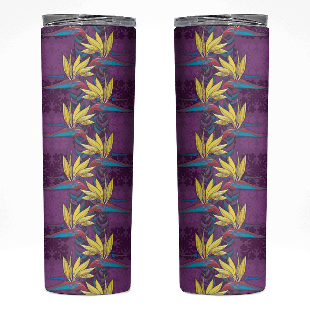 Hawaii Waikiki King Skinny Tumbler Purple Quilt With Pua Manu LT05 Purple - Polynesian Pride