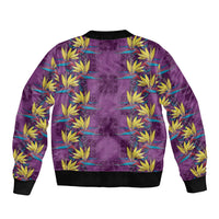 Hawaii Waikiki King Sleeve Zip Bomber Jacket Purple Quilt With Pua Manu LT05 - Polynesian Pride