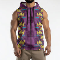 Hawaii Waikiki King Sleeveless Zip Hoodie Purple Quilt With Pua Manu LT05 - Polynesian Pride