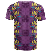 Hawaii Waikiki King T Shirt Purple Quilt With Pua Manu LT05 - Polynesian Pride
