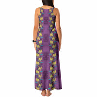 Hawaii Waikiki King Tank Maxi Dress Purple Quilt With Pua Manu LT05 - Polynesian Pride