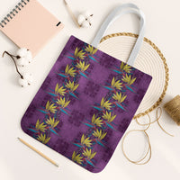 Hawaii Waikiki King Tote Bag Purple Quilt With Pua Manu LT05 White Strap One Size Purple - Polynesian Pride