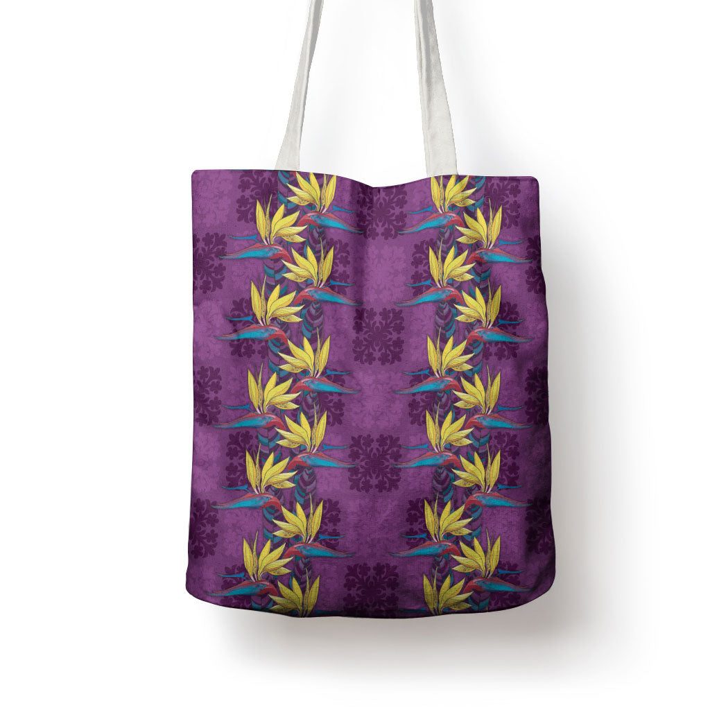 Hawaii Waikiki King Tote Bag Purple Quilt With Pua Manu LT05 - Polynesian Pride