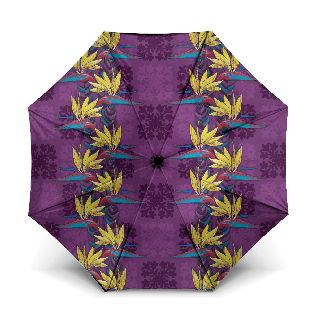 Hawaii Waikiki King Umbrella Purple Quilt With Pua Manu LT05 One Size Folded 11.42 inch Opened Diameter 37.4 inch Purple - Polynesian Pride