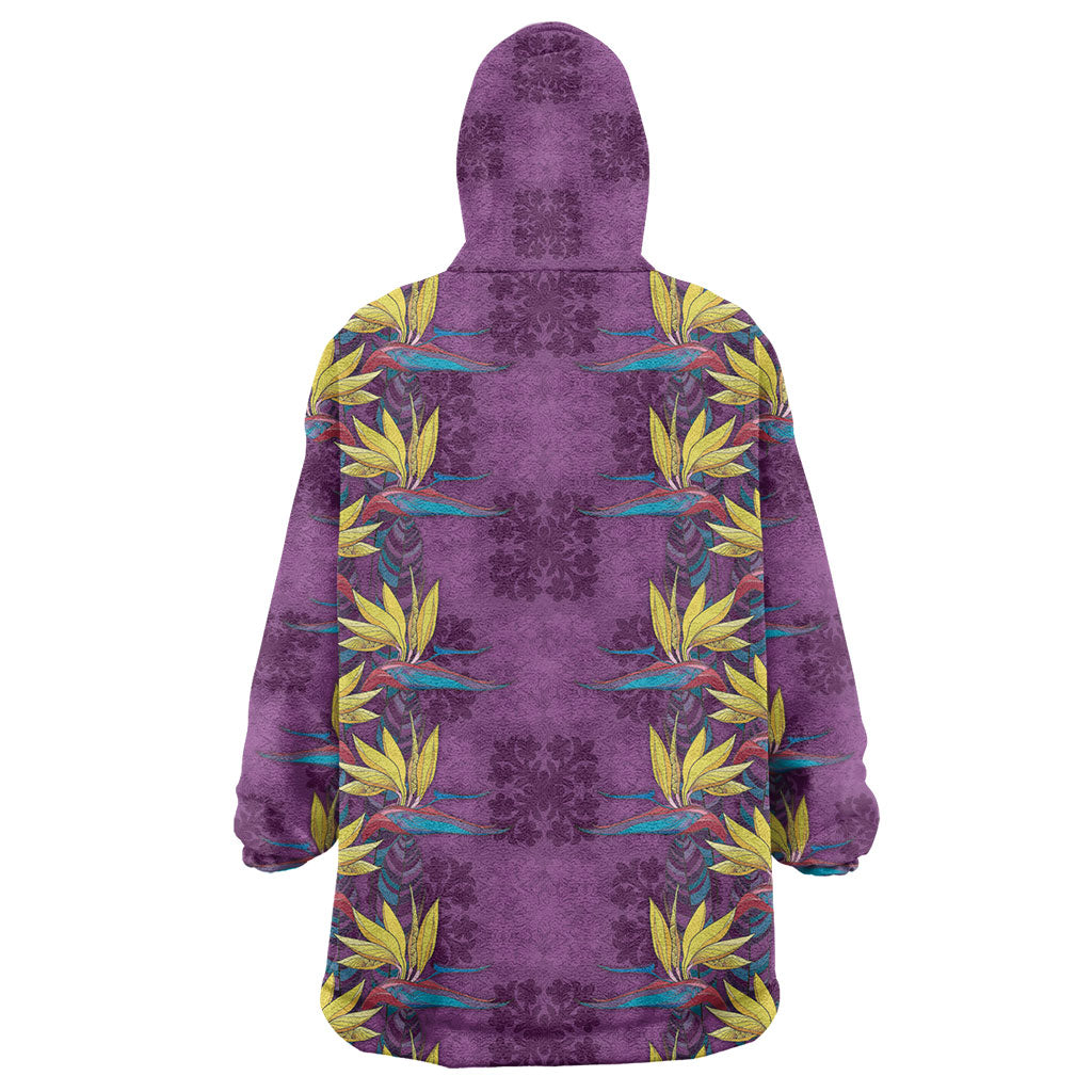 Hawaii Waikiki King Wearable Blanket Hoodie Purple Quilt With Pua Manu LT05 - Polynesian Pride