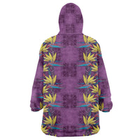 Hawaii Waikiki King Wearable Blanket Hoodie Purple Quilt With Pua Manu LT05 - Polynesian Pride