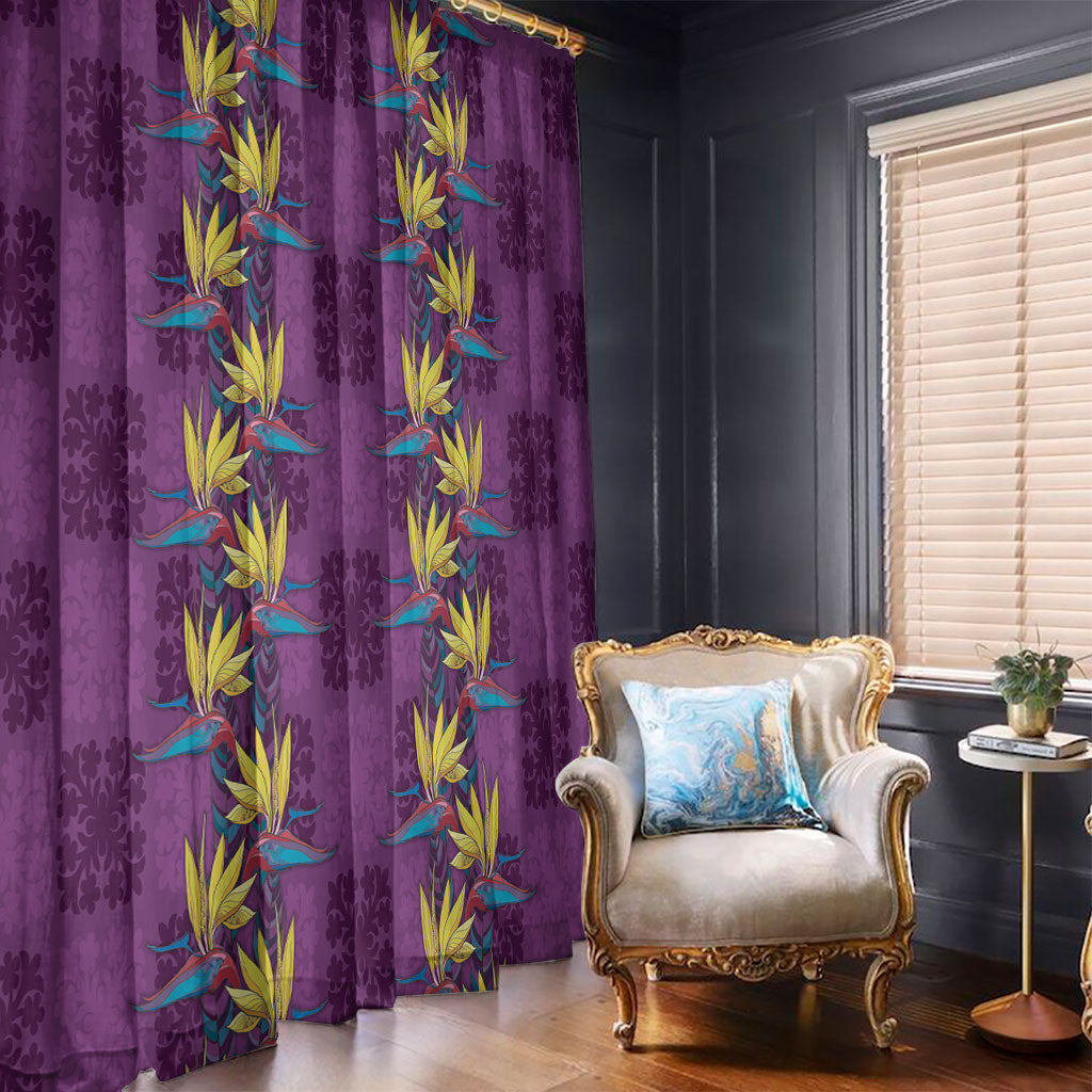 Hawaii Waikiki King Window Curtain Purple Quilt With Pua Manu LT05 - Polynesian Pride