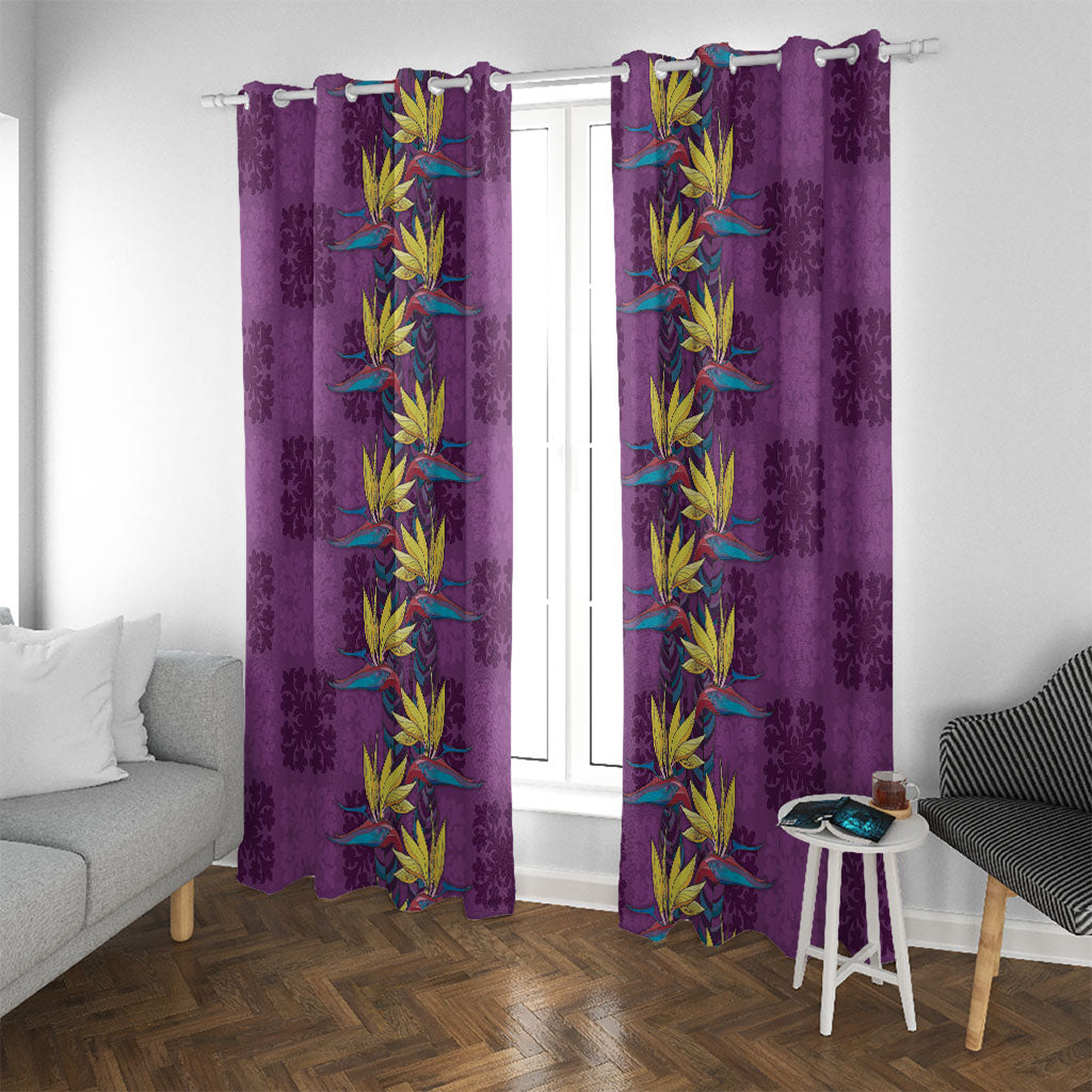 Hawaii Waikiki King Window Curtain Purple Quilt With Pua Manu LT05 With Grommets Purple - Polynesian Pride