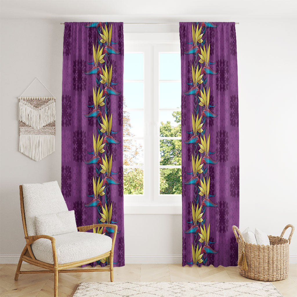 Hawaii Waikiki King Window Curtain Purple Quilt With Pua Manu LT05 - Polynesian Pride