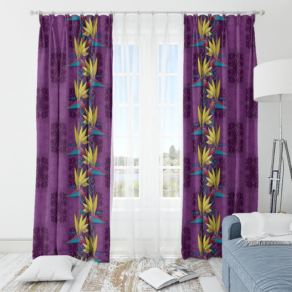 Hawaii Waikiki King Window Curtain Purple Quilt With Pua Manu LT05 - Polynesian Pride