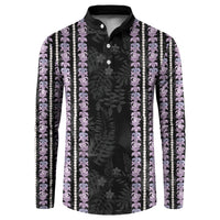 Hawaii Queen Liliuokalani Button Sweatshirt Hawaiian Lei Pua Kalaunu LT05 Black - Polynesian Pride