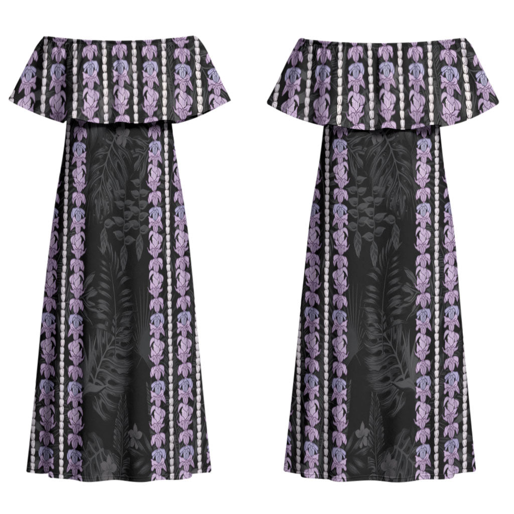 Hawaii Queen Liliuokalani Couples Matching Off Shoulder Maxi Dress and Long Sleeve Button Shirt Hawaiian Lei Pua Kalaunu LT05 - Polynesian Pride