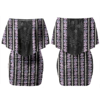 Hawaii Queen Liliuokalani Couples Matching Off Shoulder Short Dress and Long Sleeve Button Shirt Hawaiian Lei Pua Kalaunu LT05 - Polynesian Pride
