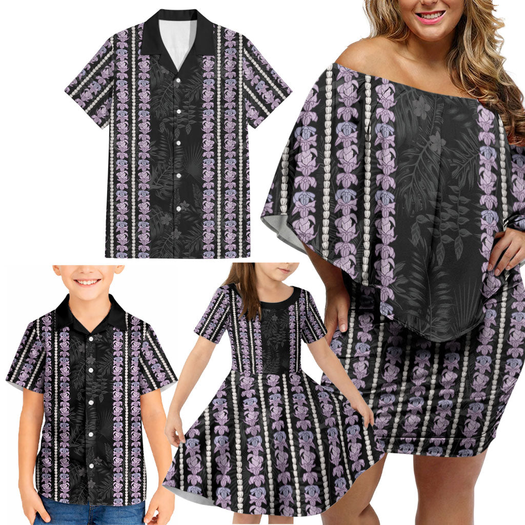 Hawaii Queen Liliuokalani Family Matching Off Shoulder Short Dress and Hawaiian Shirt Hawaiian Lei Pua Kalaunu LT05 - Polynesian Pride