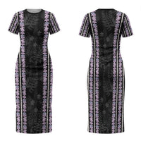 Hawaii Queen Liliuokalani Family Matching Short Sleeve Bodycon Dress and Hawaiian Shirt Hawaiian Lei Pua Kalaunu LT05 Mom's Dress Black - Polynesian Pride