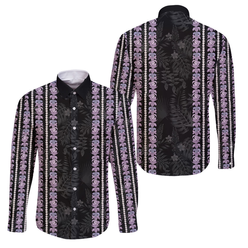 Hawaii Queen Liliuokalani Family Matching Short Sleeve Bodycon Dress and Hawaiian Shirt Hawaiian Lei Pua Kalaunu LT05 Dad's Shirt - Long Sleeve Black - Polynesian Pride