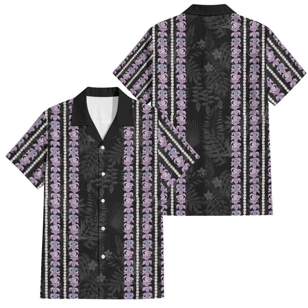 Hawaii Queen Liliuokalani Family Matching Summer Maxi Dress and Hawaiian Shirt Hawaiian Lei Pua Kalaunu LT05 Dad's Shirt - Short Sleeve Black - Polynesian Pride